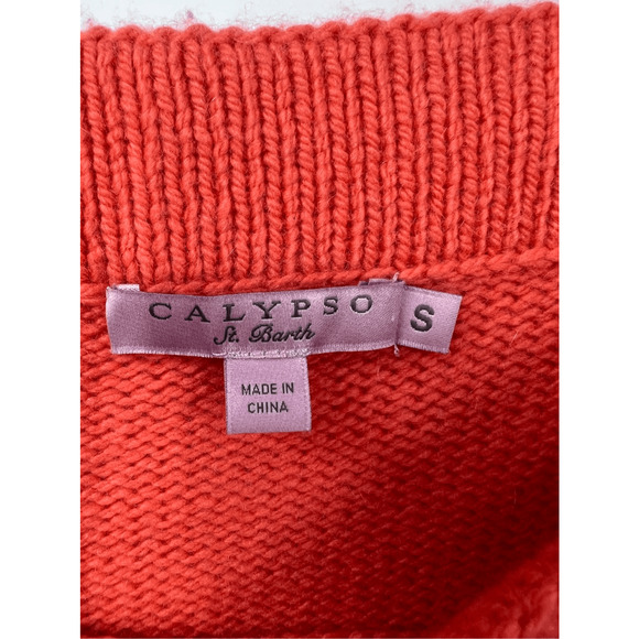 Calypso St. Barths Sweater  Knit Crewneck 100% Cashmere Pullover Coral Small - Picture 2 of 5